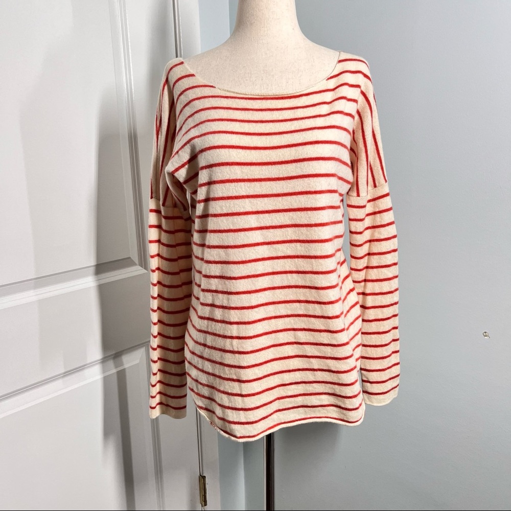 Vince Red Stripe Boatneck 100% cashmere Sweater size XS - Picture 7 of 12